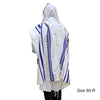 Grand Tallit en Laine Pure - Bleu avec des rayures dorées