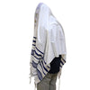 Grand Tallit en Laine Pure - Bleu avec des rayures dorées